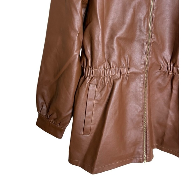 NWT Andrew Marc Faux Leather Jacket in Chocolate Brown size Large - Picture 3 of 6